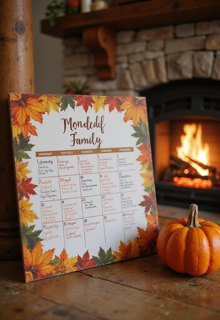 16 Family-Friendly Fireplace Decor Ideas for Fall That Will Create Lasting Memories! - 16. Interactive Family Calendar