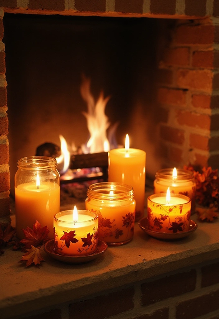 16 Family-Friendly Fireplace Decor Ideas for Fall That Will Create Lasting Memories! - 4. Seasonal Candles