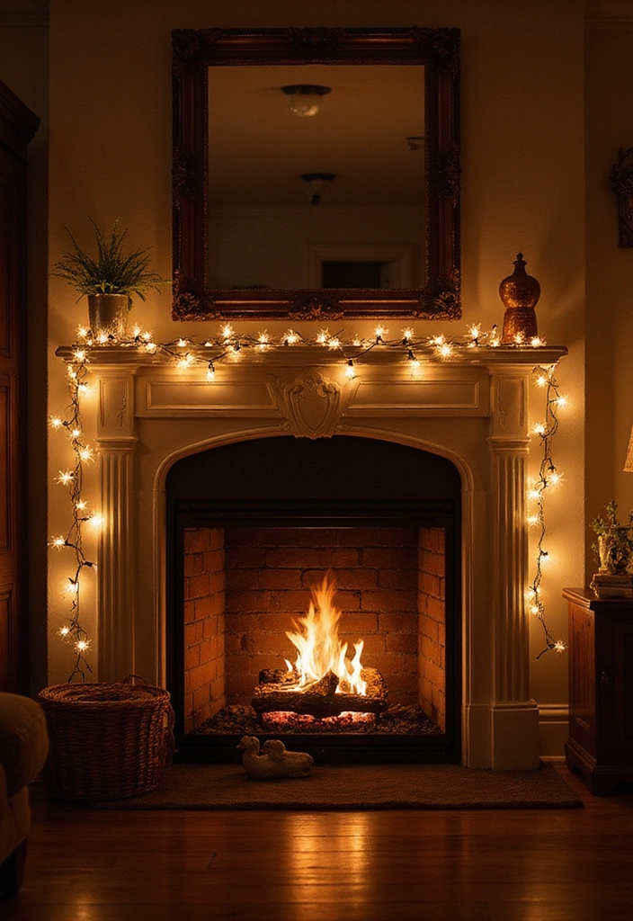 16 Family-Friendly Fireplace Decor Ideas for Fall That Will Create Lasting Memories! - 8. Whimsical Fairy Lights