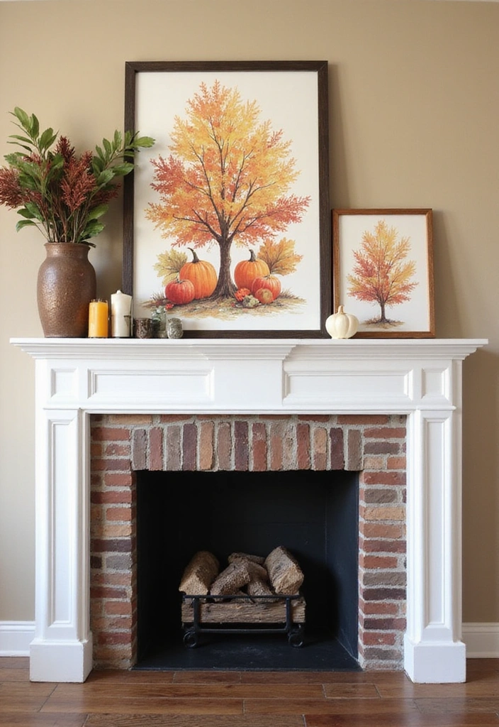 16 Family-Friendly Fireplace Decor Ideas for Fall That Will Create Lasting Memories! - 9. Seasonal Artwork