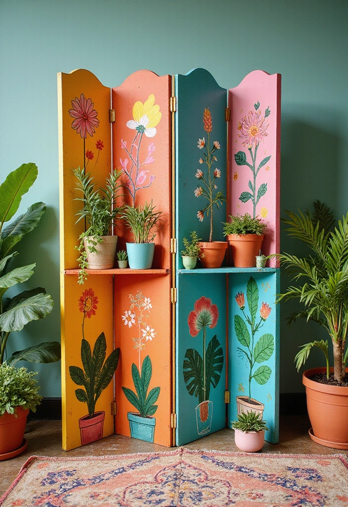 16 Foldable Room Dividers That Are Perfect for Any Space (Ideal for Quick Changes!) - 2. Colorful Folding Screens