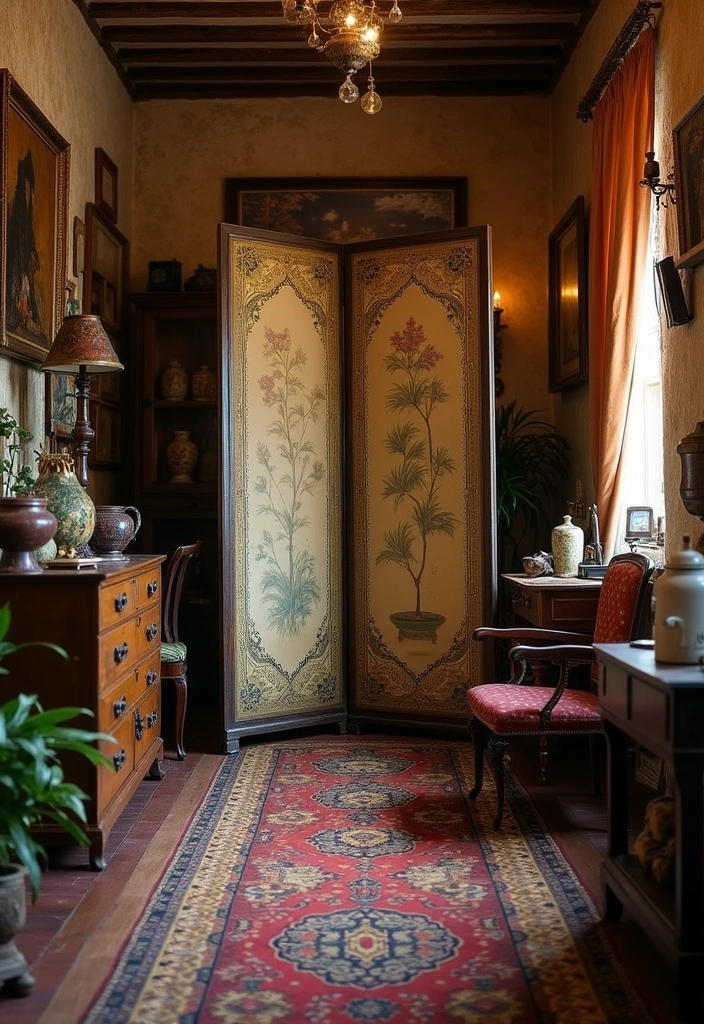 16 Foldable Room Dividers That Are Perfect for Any Space (Ideal for Quick Changes!) - 5. Vintage Folding Screens
