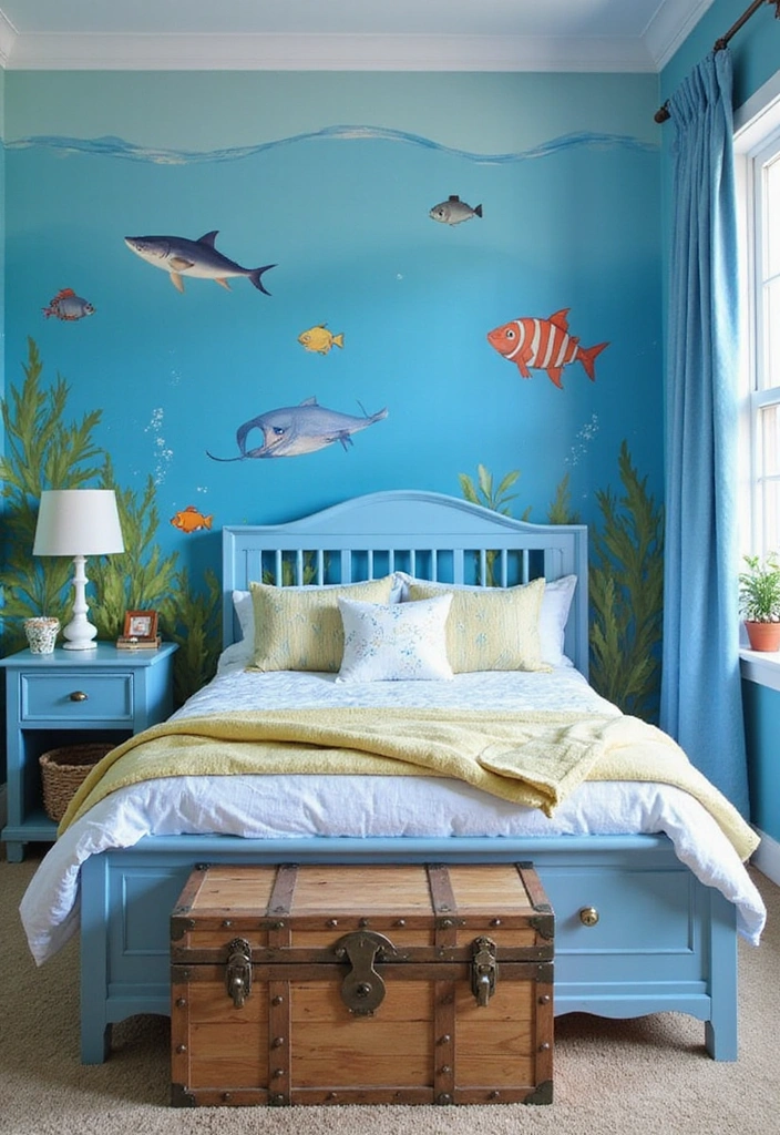 16 Kids Bedroom Accent Wall Ideas That Will Make Their Eyes Light Up (Check Out #7!) - 10. Underwater Wonderland