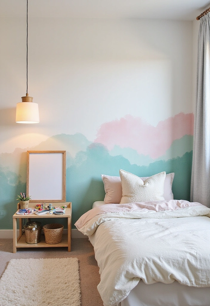 16 Kids Bedroom Accent Wall Ideas That Will Make Their Eyes Light Up (Check Out #7!) - 12. Artistic Splash with Watercolors