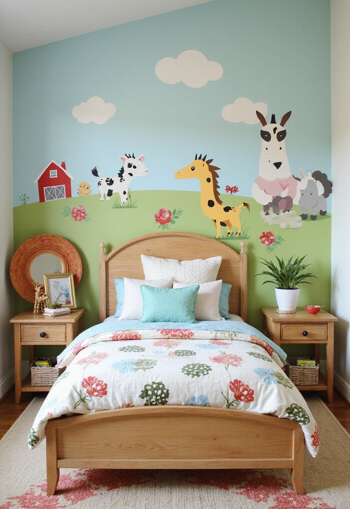 16 Kids Bedroom Accent Wall Ideas That Will Make Their Eyes Light Up (Check Out #7!) - 13. Farmyard Fun
