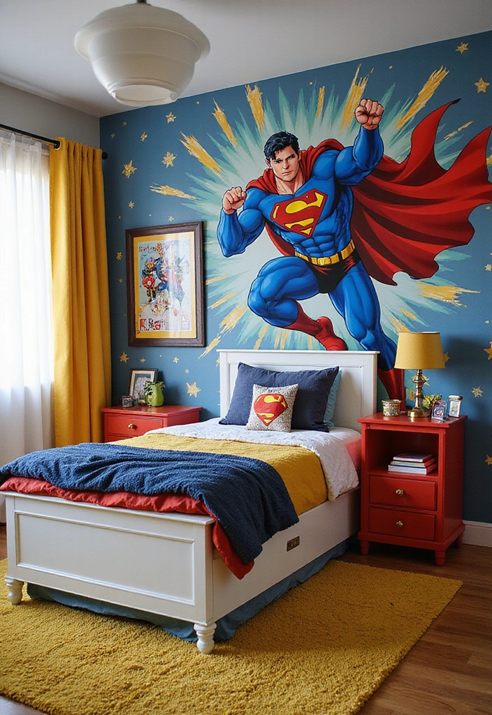 16 Kids Bedroom Accent Wall Ideas That Will Make Their Eyes Light Up (Check Out #7!) - 14. Superhero Headquarters