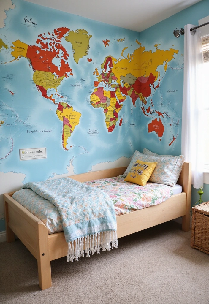 16 Kids Bedroom Accent Wall Ideas That Will Make Their Eyes Light Up (Check Out #7!) - 6. Adventure Map Wall