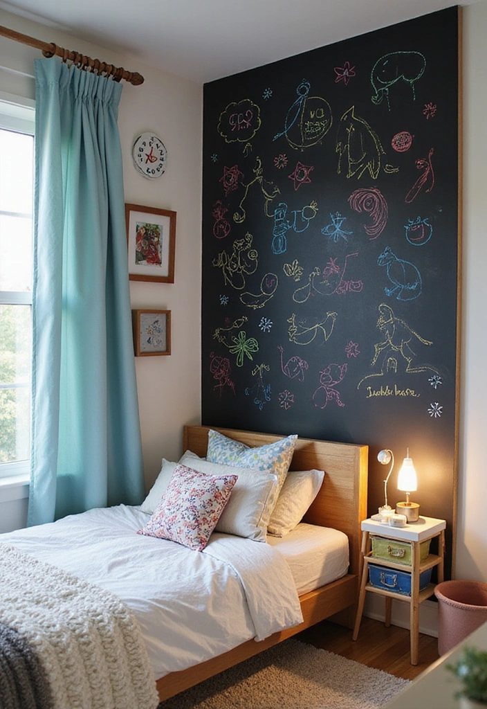 16 Kids Bedroom Accent Wall Ideas That Will Make Their Eyes Light Up (Check Out #7!) - 7. Creative Chalkboard Wall