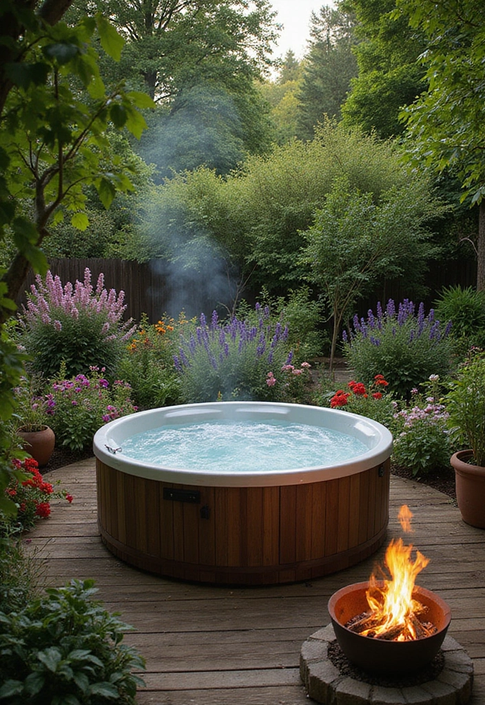 16 Luxury Hot Tub Patios That Redefine Outdoor Elegance (You’ll Want #8!) - 1. The Garden Oasis