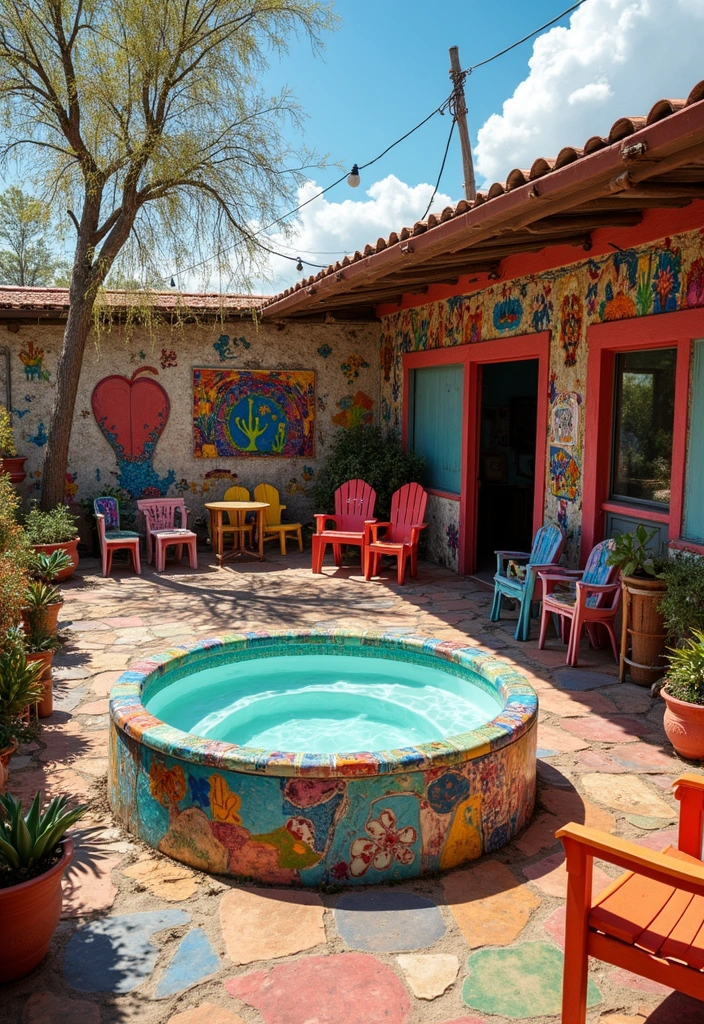 16 Luxury Hot Tub Patios That Redefine Outdoor Elegance (You’ll Want #8!) - 12. Artistic Expression