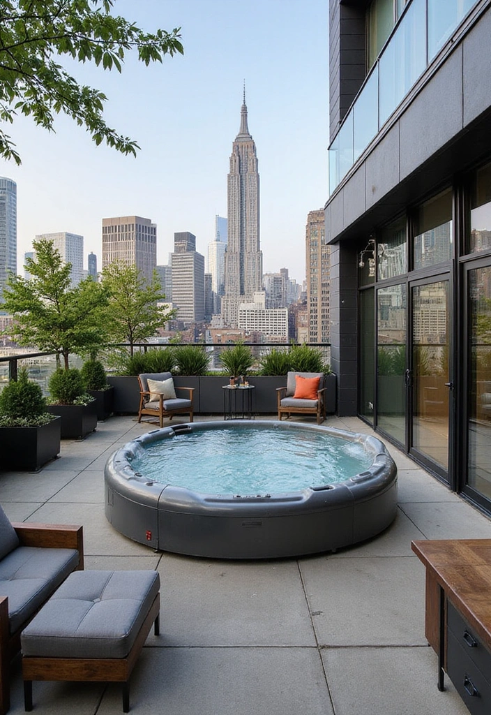 16 Luxury Hot Tub Patios That Redefine Outdoor Elegance (You’ll Want #8!) - 13. Urban Chic