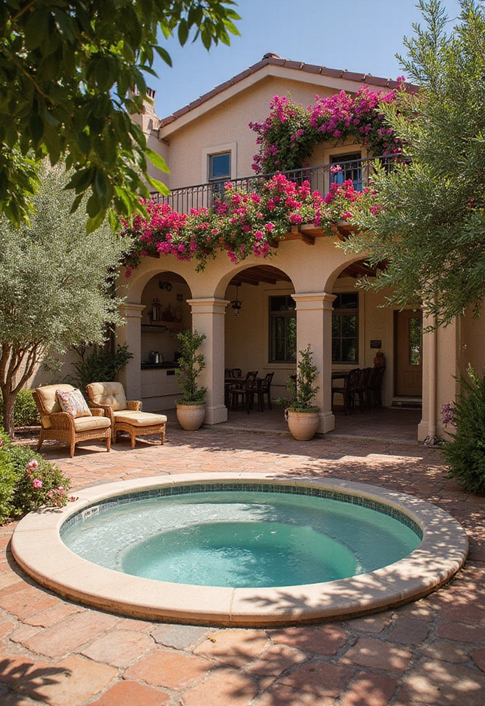 16 Luxury Hot Tub Patios That Redefine Outdoor Elegance (You’ll Want #8!) - 15. Mediterranean Escape