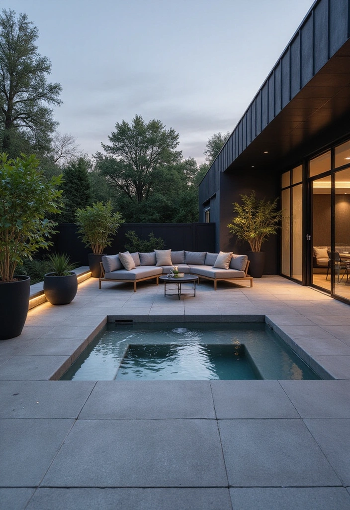 16 Luxury Hot Tub Patios That Redefine Outdoor Elegance (You’ll Want #8!) - 2. Modern Minimalist Retreat