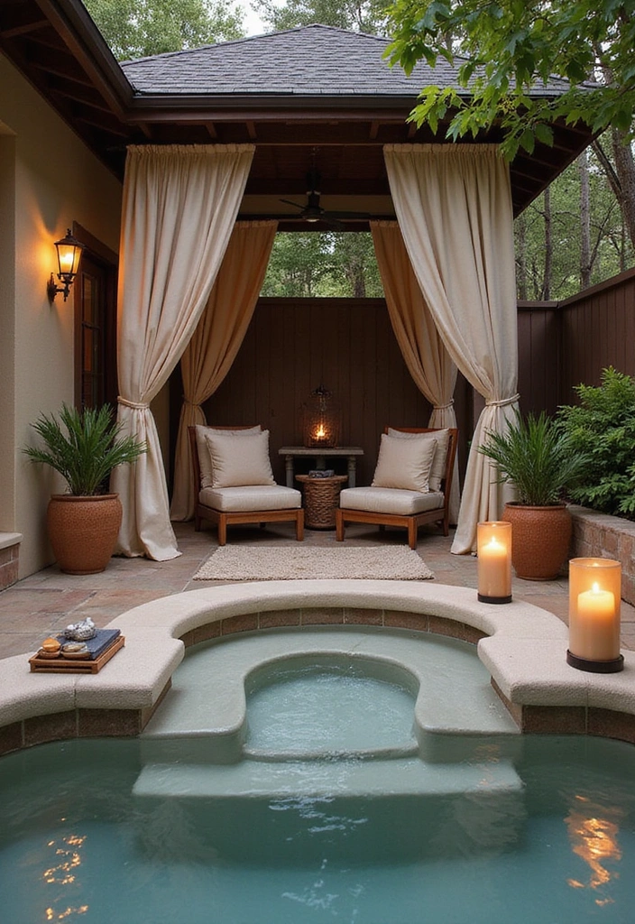 16 Luxury Hot Tub Patios That Redefine Outdoor Elegance (You’ll Want #8!) - 5. Elegant Spa Retreat