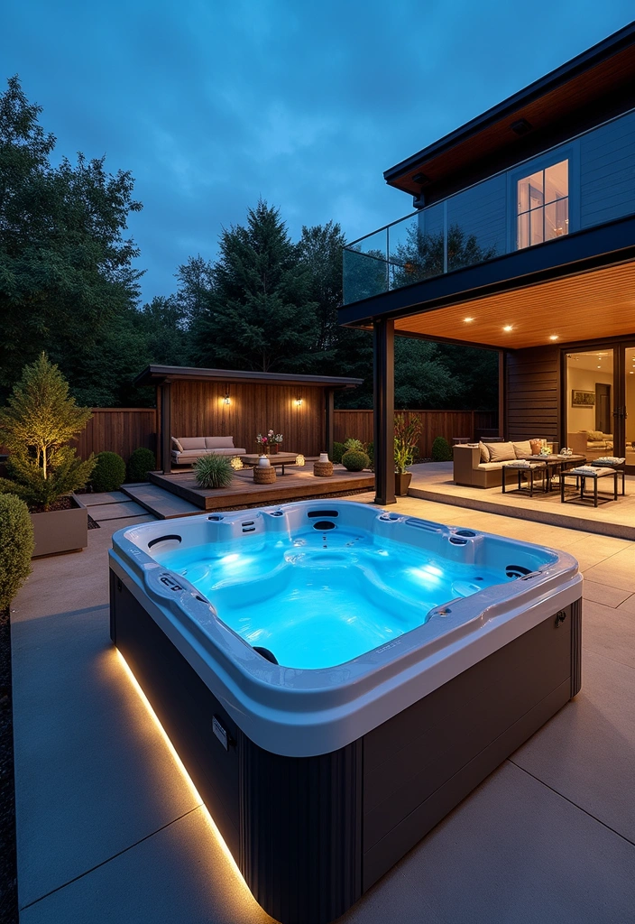 16 Luxury Hot Tub Patios That Redefine Outdoor Elegance (You’ll Want #8!) - 6. High-Tech Haven