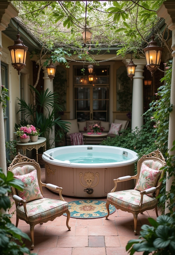 16 Luxury Hot Tub Patios That Redefine Outdoor Elegance (You’ll Want #8!) - 7. Vintage Elegance