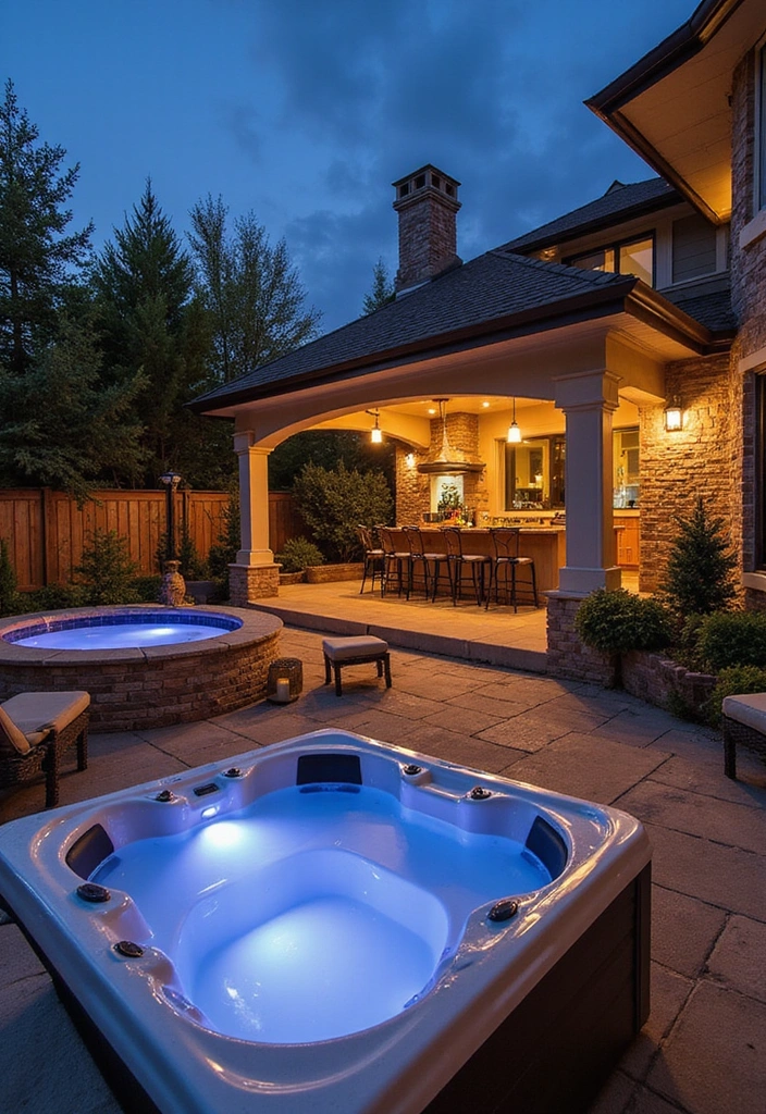 16 Luxury Hot Tub Patios That Redefine Outdoor Elegance (You’ll Want #8!) - 8. The Ultimate Entertainment Hub