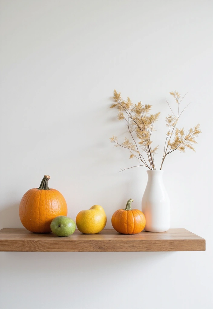 16 Minimalist Farmhouse Shelf Decor Ideas That Prove Less is More (Get Inspired by #10!) - 13. Seasonal Decor Swaps