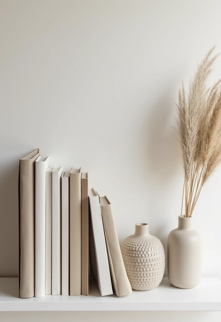 16 Minimalist Farmhouse Shelf Decor Ideas That Prove Less is More (Get Inspired by #10!) - 9. Statement Books