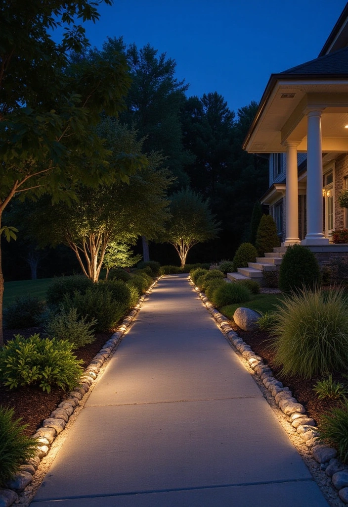 16 Modern Driveway Edging Ideas That Will Elevate Your Home's Style (#9 Is Beyond Chic!) - 14. Integrated Lighting Edging