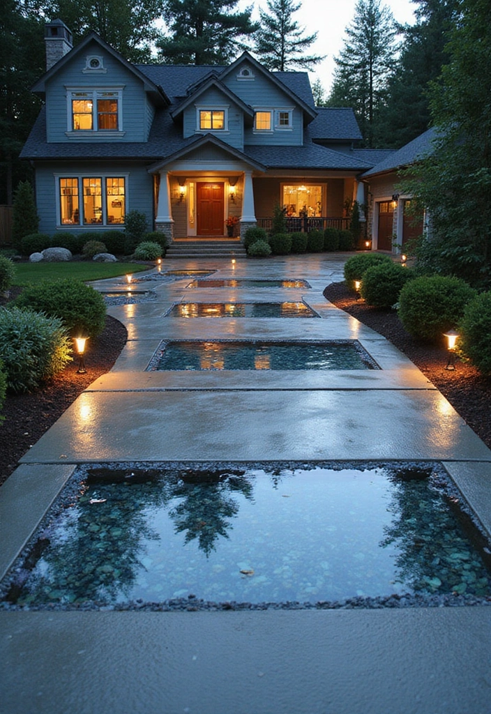 16 Modern Driveway Edging Ideas That Will Elevate Your Home's Style (#9 Is Beyond Chic!) - 9. Chic Glass Edging