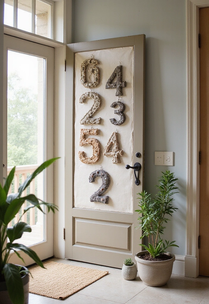 17 Colorful House Number Ideas That'll Brighten Up Your Home's Entrance! - 11. Cute Fabric Numbers
