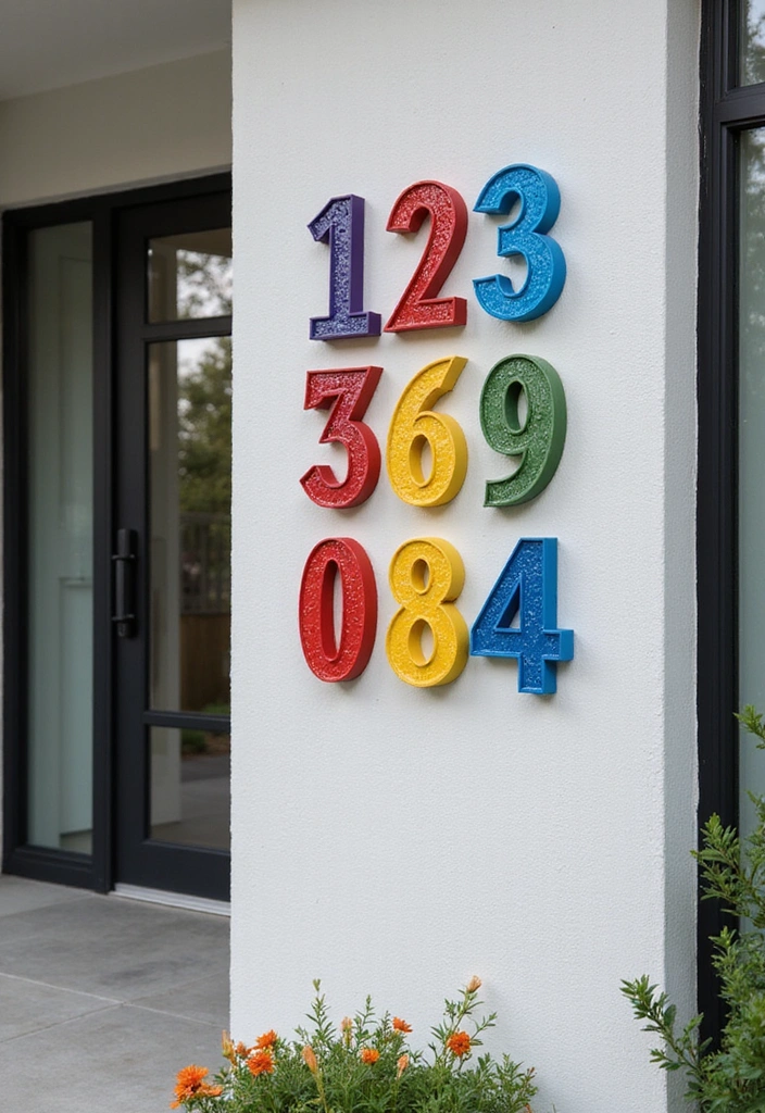 17 Colorful House Number Ideas That'll Brighten Up Your Home's Entrance! - 12. Colorful 3D Printed Numbers
