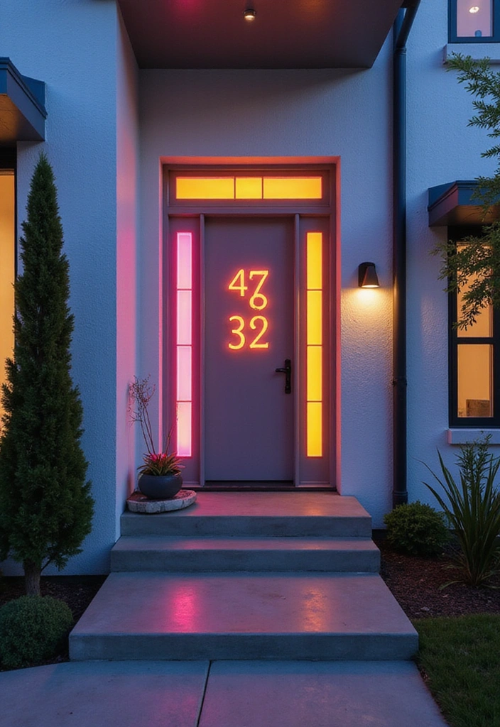 17 Colorful House Number Ideas That'll Brighten Up Your Home's Entrance! - 13. Brightly-Colored Acrylic Numbers