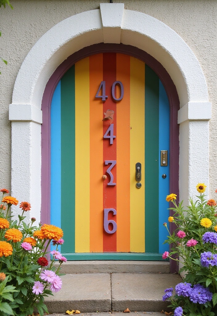17 Colorful House Number Ideas That'll Brighten Up Your Home's Entrance! - 17. Cheerful Rainbow Numbers
