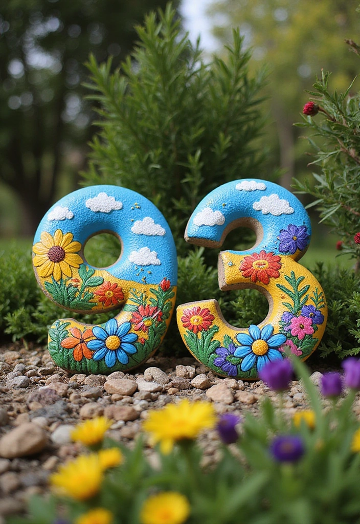 17 Colorful House Number Ideas That'll Brighten Up Your Home's Entrance! - 4. Whimsical Garden Numbers