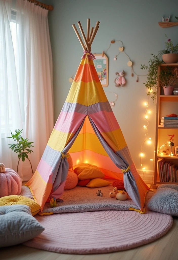17 Fun Kids Room Divider Ideas That Will Make Playtime Extra Special (You’ll Adore #3!) - 1. Cozy Teepee Divider
