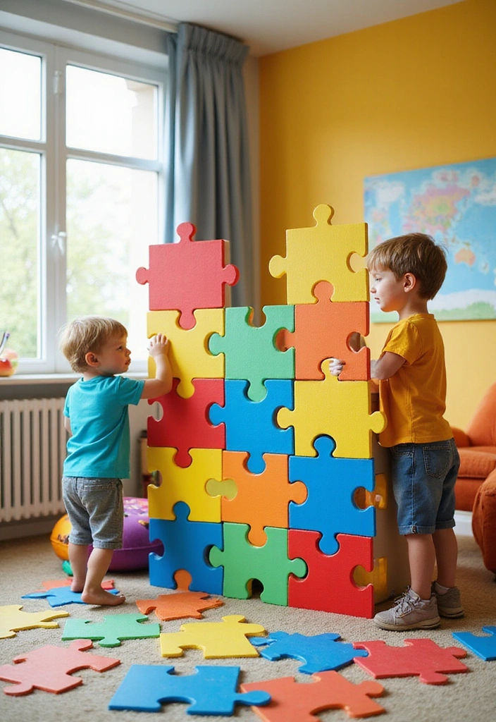 17 Fun Kids Room Divider Ideas That Will Make Playtime Extra Special (You’ll Adore #3!) - 15. Fun Puzzle Piece Divider