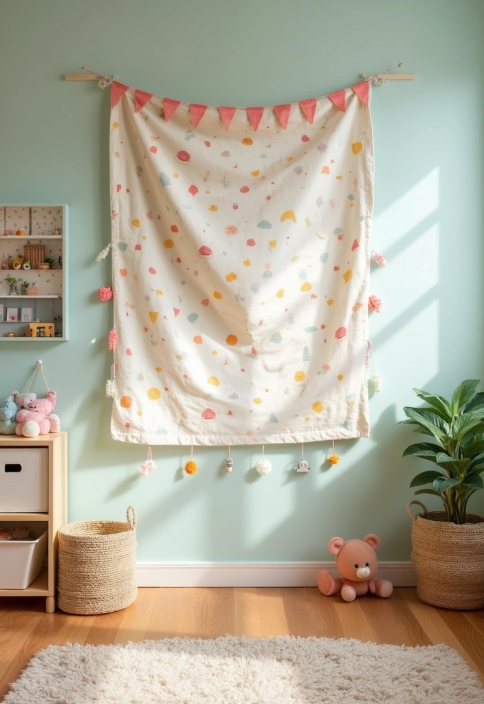 17 Fun Kids Room Divider Ideas That Will Make Playtime Extra Special (You’ll Adore #3!) - 16. Adorable Fabric Banner