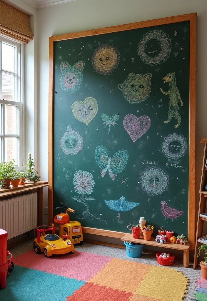 17 Fun Kids Room Divider Ideas That Will Make Playtime Extra Special (You’ll Adore #3!) - 2. Artful Chalkboard Divider