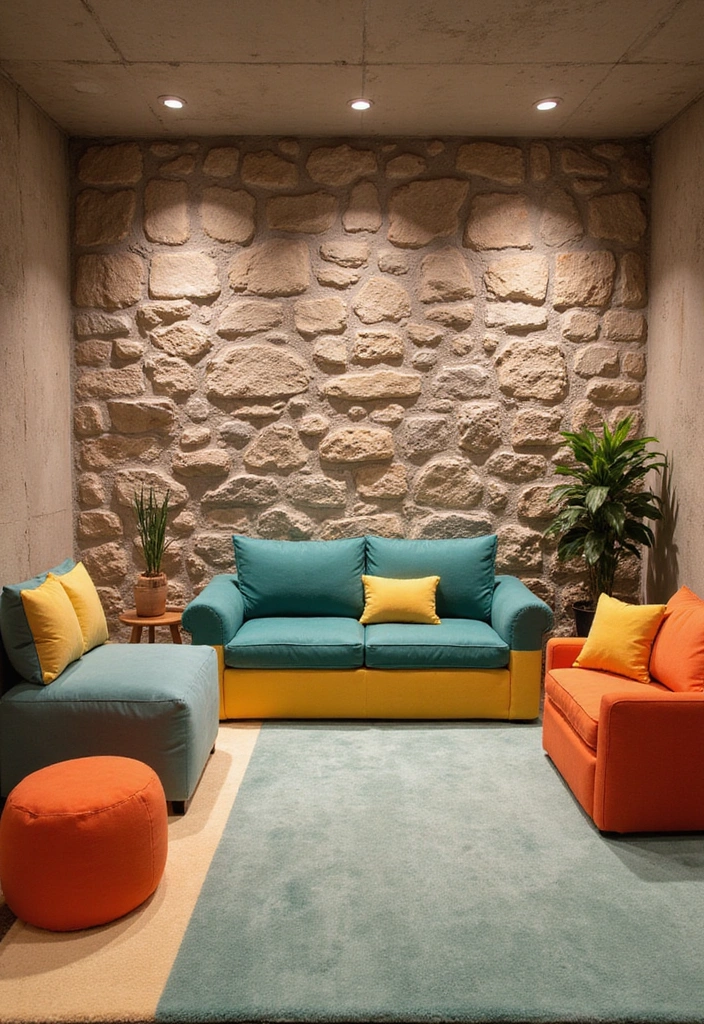 17 Modern Basement Ideas with Stone Walls That Will Make You Love Your Basement Again! - 10. Playful Kid’s Zone