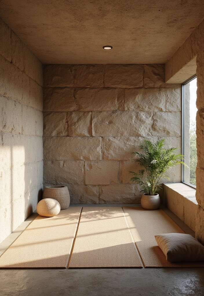 17 Modern Basement Ideas with Stone Walls That Will Make You Love Your Basement Again! - 11. Zen Meditation Space