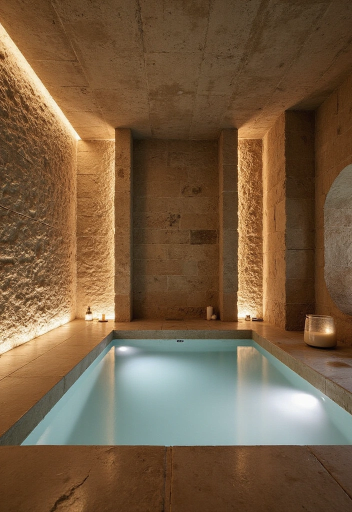 17 Modern Basement Ideas with Stone Walls That Will Make You Love Your Basement Again! - 15. Luxurious Spa Retreat