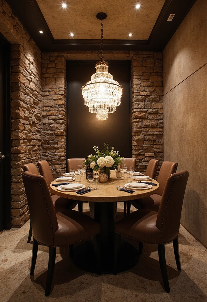 17 Modern Basement Ideas with Stone Walls That Will Make You Love Your Basement Again! - 16. Upscale Dining Area