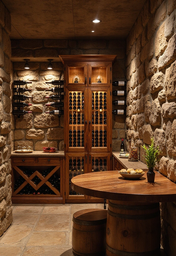 17 Modern Basement Ideas with Stone Walls That Will Make You Love Your Basement Again! - 4. Elegant Wine Cellar