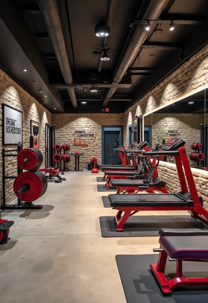 17 Modern Basement Ideas with Stone Walls That Will Make You Love Your Basement Again! - 5. Bright Home Gym