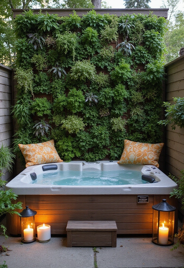 17 Small Hot Tub Patio Ideas That Maximize Space Without Skimping on Style! - 1. Vertical Gardens for a Lush Feel