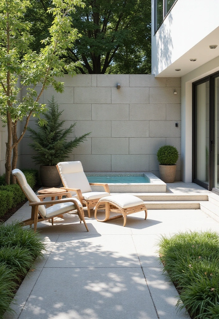 17 Small Hot Tub Patio Ideas That Maximize Space Without Skimping on Style! - 12. Minimalist Design for Clean Lines