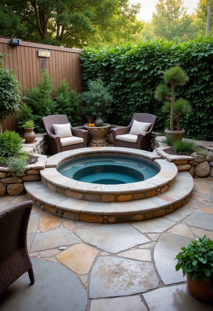 17 Small Hot Tub Patio Ideas That Maximize Space Without Skimping on Style! - 6. Stone or Paver Patios