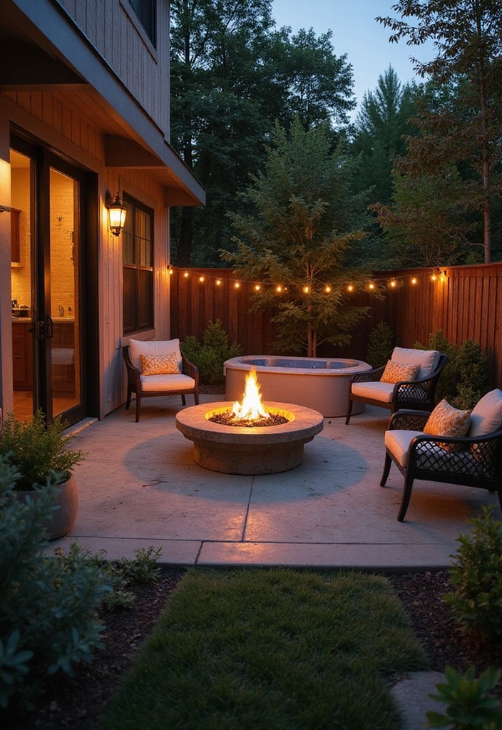 17 Small Hot Tub Patio Ideas That Maximize Space Without Skimping on Style! - 9. Fire Pits for Cozy Evenings