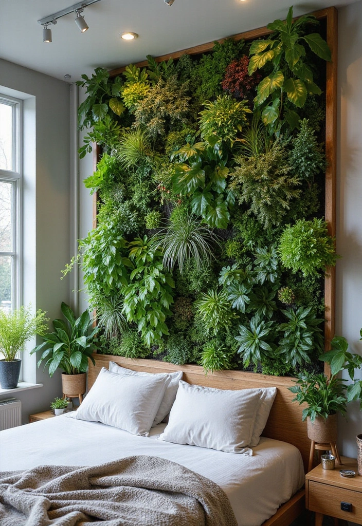 18 Boho Accent Wall Ideas That'll Bring a Cozy Vibe to Your Bedroom (You'll Want to Copy #7!) - 11. Live Plant Wall