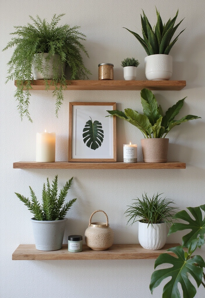 18 Boho Accent Wall Ideas That'll Bring a Cozy Vibe to Your Bedroom (You'll Want to Copy #7!) - 5. Floating Shelves with Decor