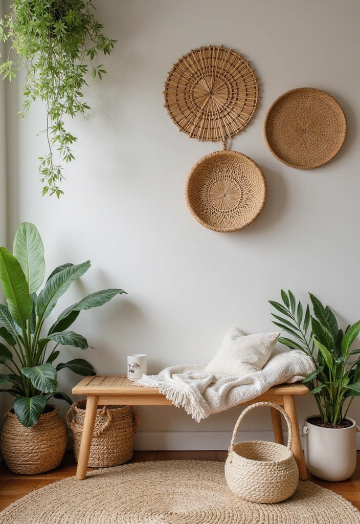 18 Boho Accent Wall Ideas That'll Bring a Cozy Vibe to Your Bedroom (You'll Want to Copy #7!) - 7. Rattan and Bamboo Accents