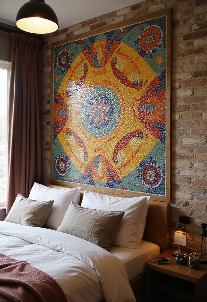 18 Boho Accent Wall Ideas That'll Bring a Cozy Vibe to Your Bedroom (You'll Want to Copy #7!) - 9. Mosaic Tile Accents