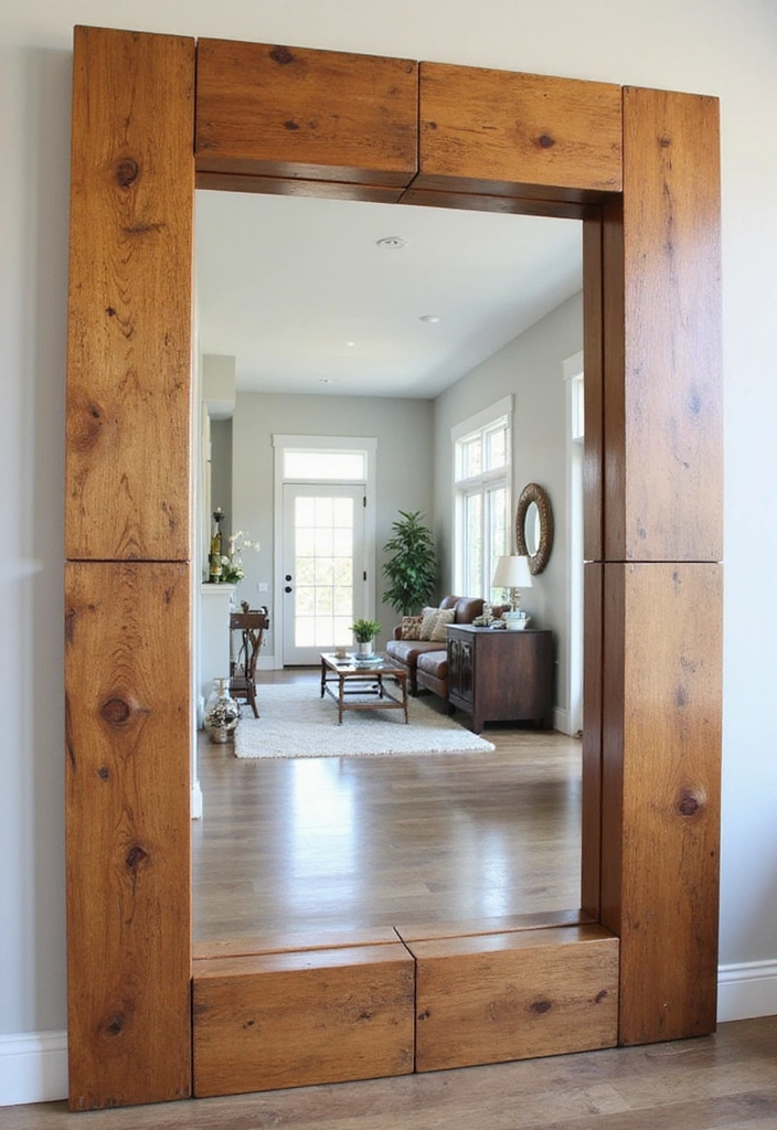 18 DIY Entryway Mirror Ideas That'll Make Your Guests Go WOW! - 13. Geometric Wooden Block Mirror