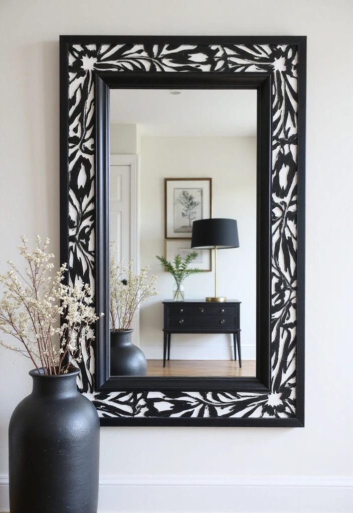 18 DIY Entryway Mirror Ideas That'll Make Your Guests Go WOW! - 17. Monochrome Mirror Design